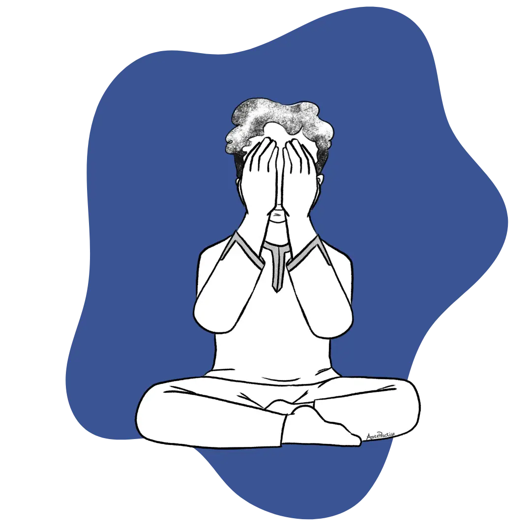 Illustration of Kramer sitting in easy pose doing the Maturity Assessment Meditation Featured Image