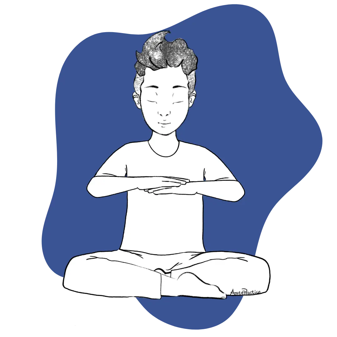Illustration of George sitting in easy pose doing the