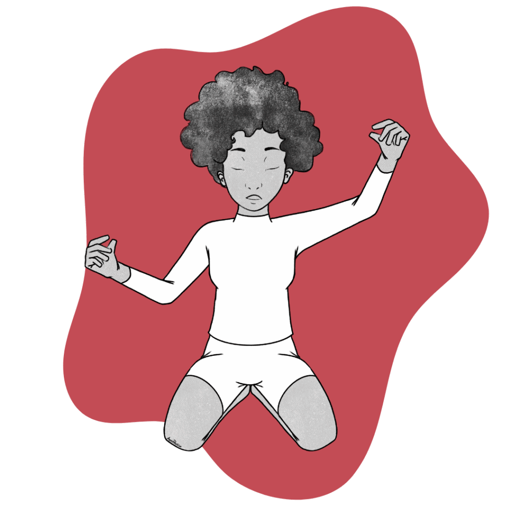 Illustration of Elaine sitting doing the Pratyahar Shuniya Featured Image