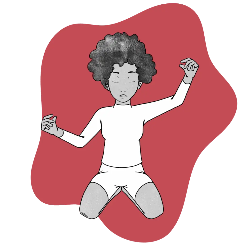 Illustration of Elaine sitting doing the Pratyahar Shuniya Featured Image