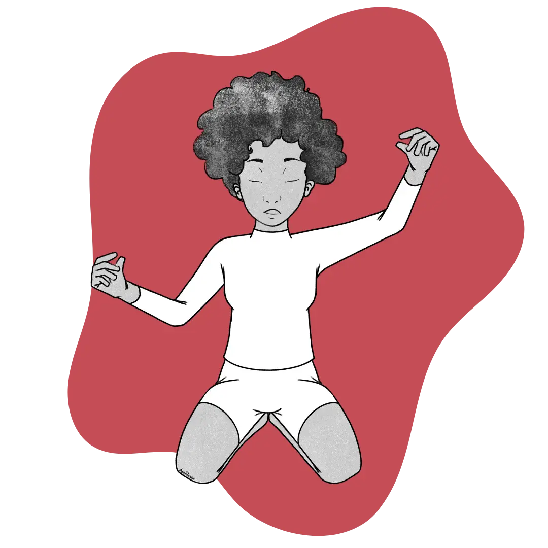 Illustration of Elaine sitting doing the Pratyahar Shuniya Featured Image