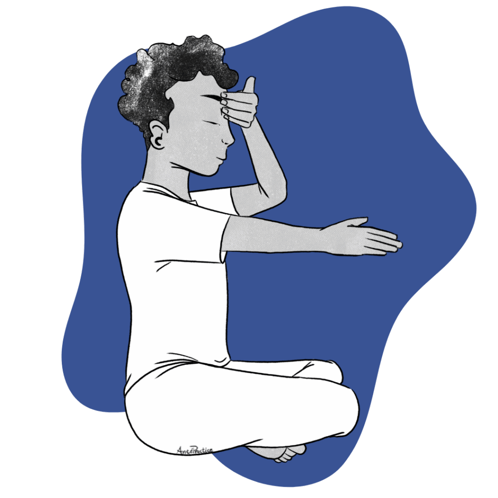 Illustration of Jerry sitting in easy pose doing the