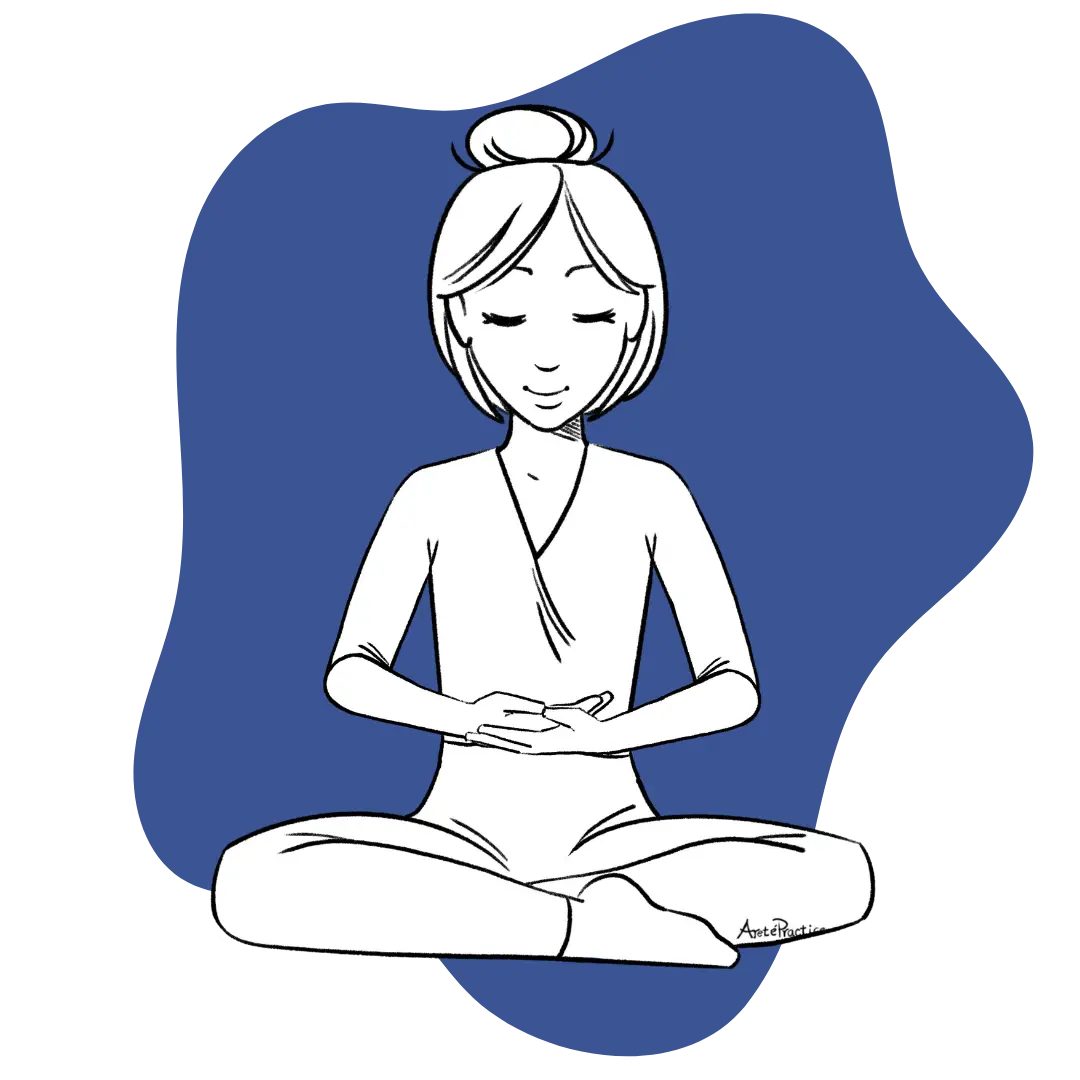 Illustration of Helen sitting in easy pose doing the Your Capacity for Infinity Meditation Featured Image