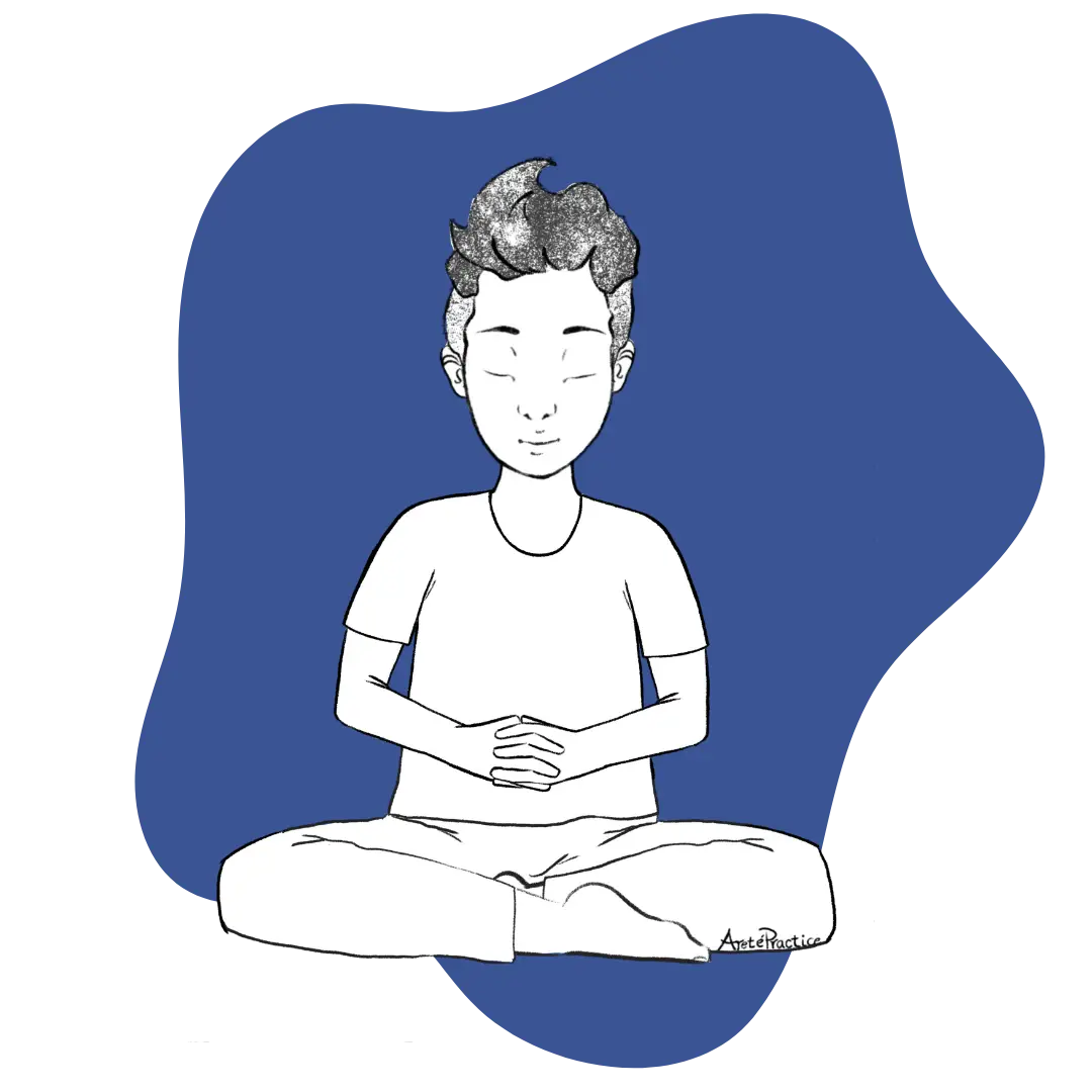 Illustration of George sitting in easy pose doing the