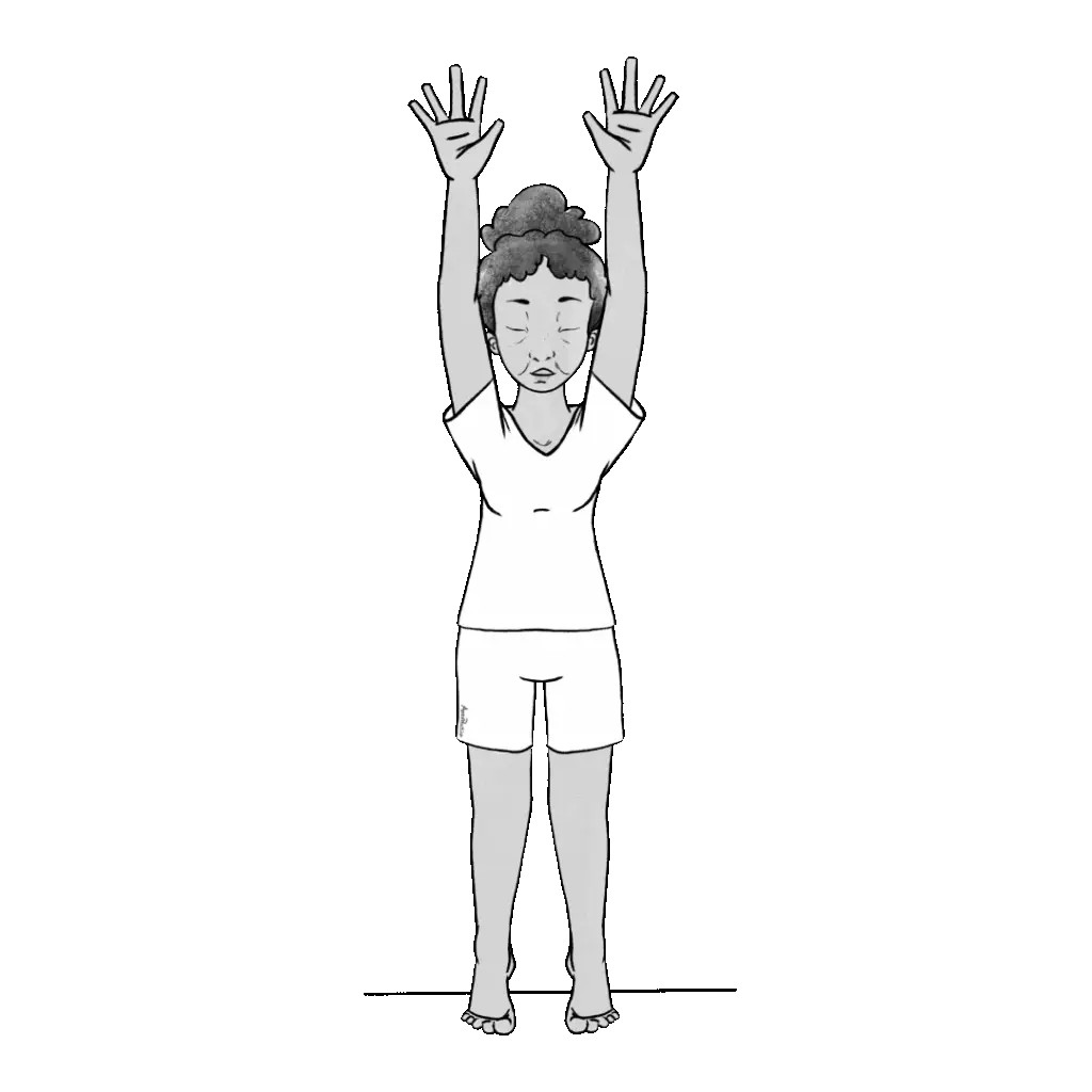 Illustration of Estelle Standing on her tiptoes and stretching up