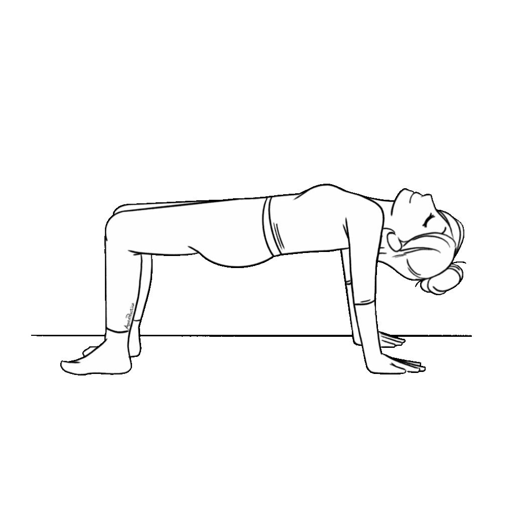 Ilustração de Helen fazendo pose de ponte com a cabeça inclinada para trás