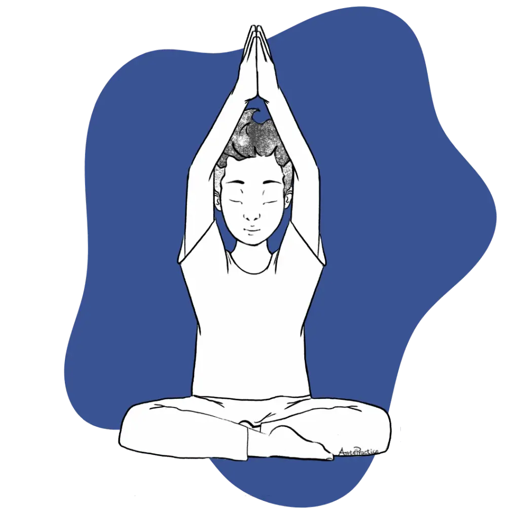 Illustration of George sitting in easy pose doing the Meditation for Harmonious Action Featured Image