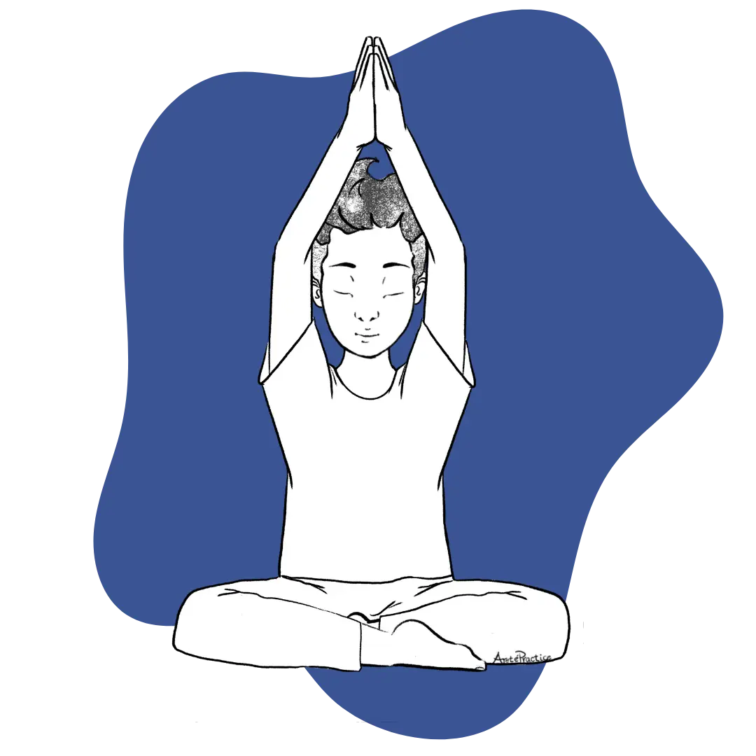Illustration of George sitting in easy pose doing the Meditation for Harmonious Action Featured Image
