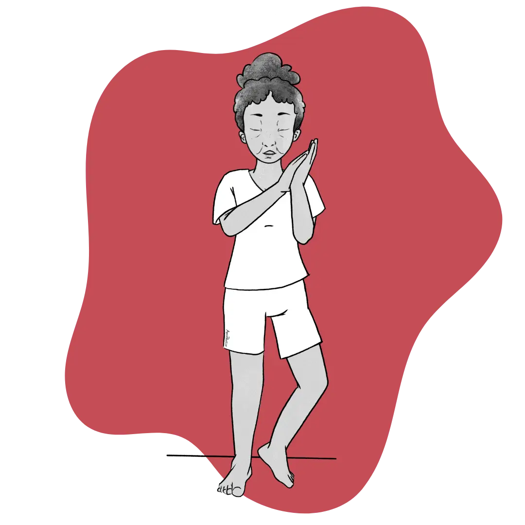 Illustration of Estelle standing and doing the Transcend Fear to Higher Frequency Featured Image