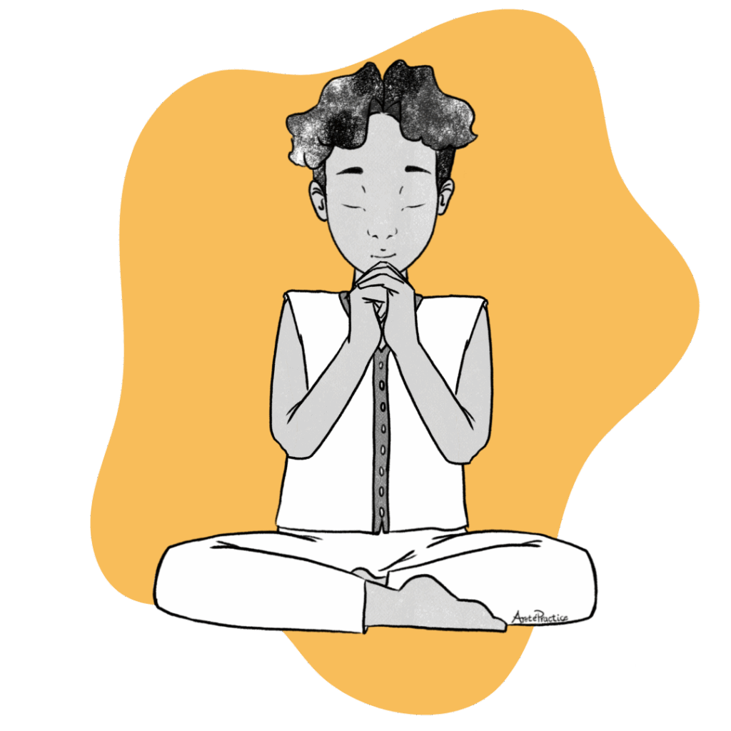 Illustration of David sitting in easy pose doing the Chattar Chaya Kriya Featured Image