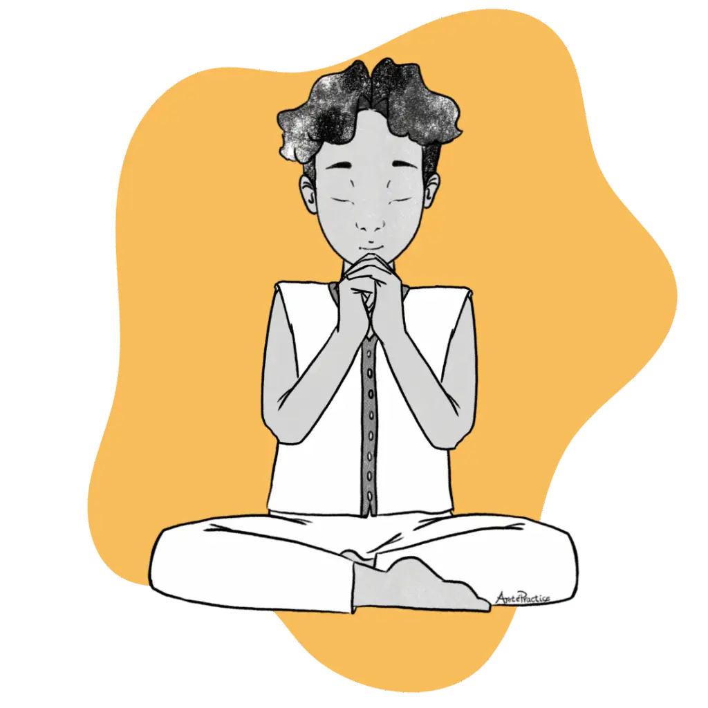 Illustration of David sitting in easy pose doing the Chattar Chaya Kriya Featured Image