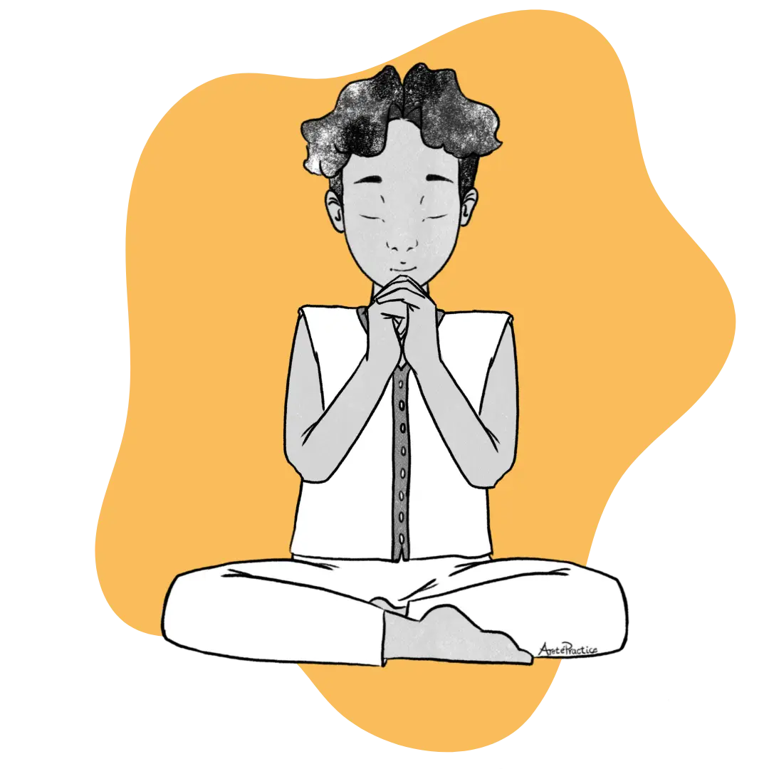 Illustration of David sitting in easy pose doing the Chattar Chaya Kriya Featured Image