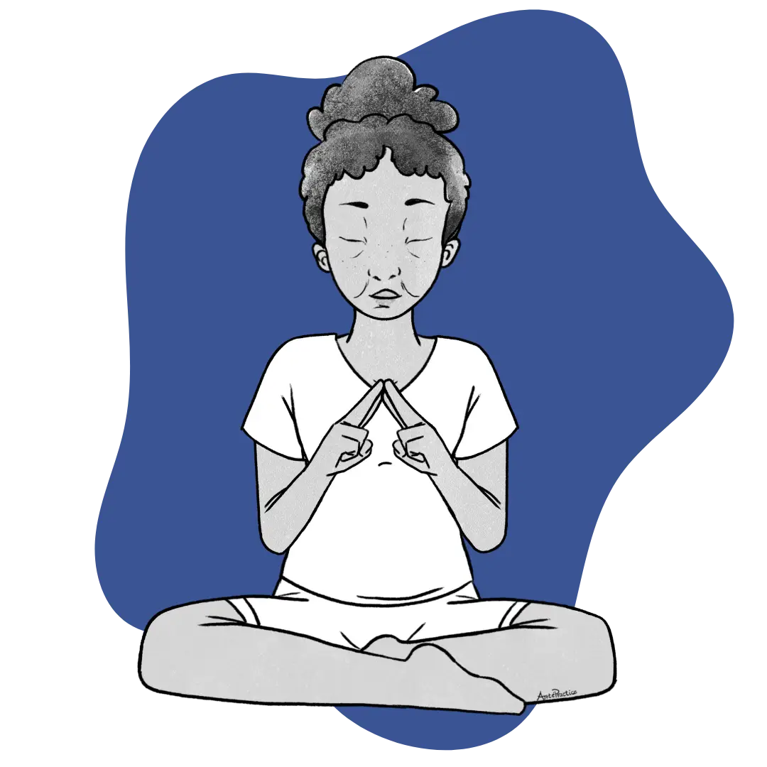 Illustration of Estelle sitting in easy pose doing the Meditation for the 2nd Arc Line Featured Image