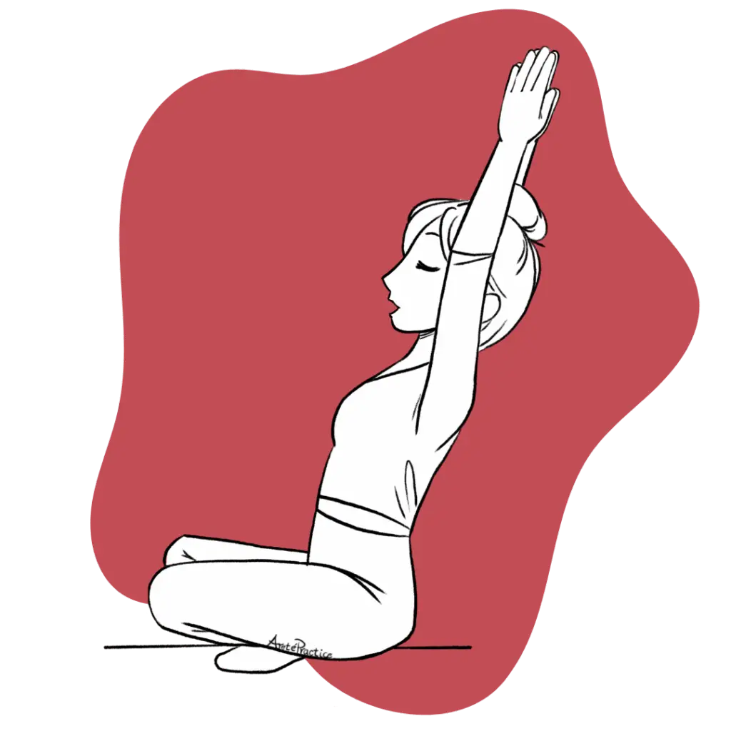 Illustration of Helen sitting in easy pose doing the Preparatory Exercises for Lungs, Magnetic Field & Deep Meditation Featured Image