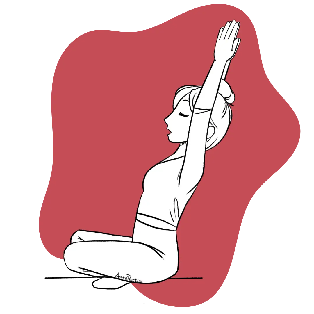 Illustration of Helen sitting in easy pose doing the Preparatory Exercises for Lungs, Magnetic Field & Deep Meditation Featured Image