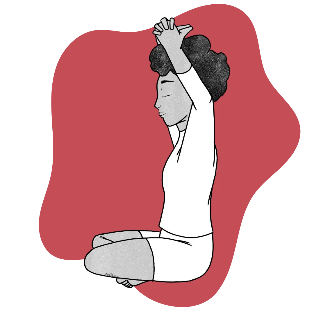 Illustration of Elaine sitting in easy pose doing the Pineal Gland Kriya Featured Image