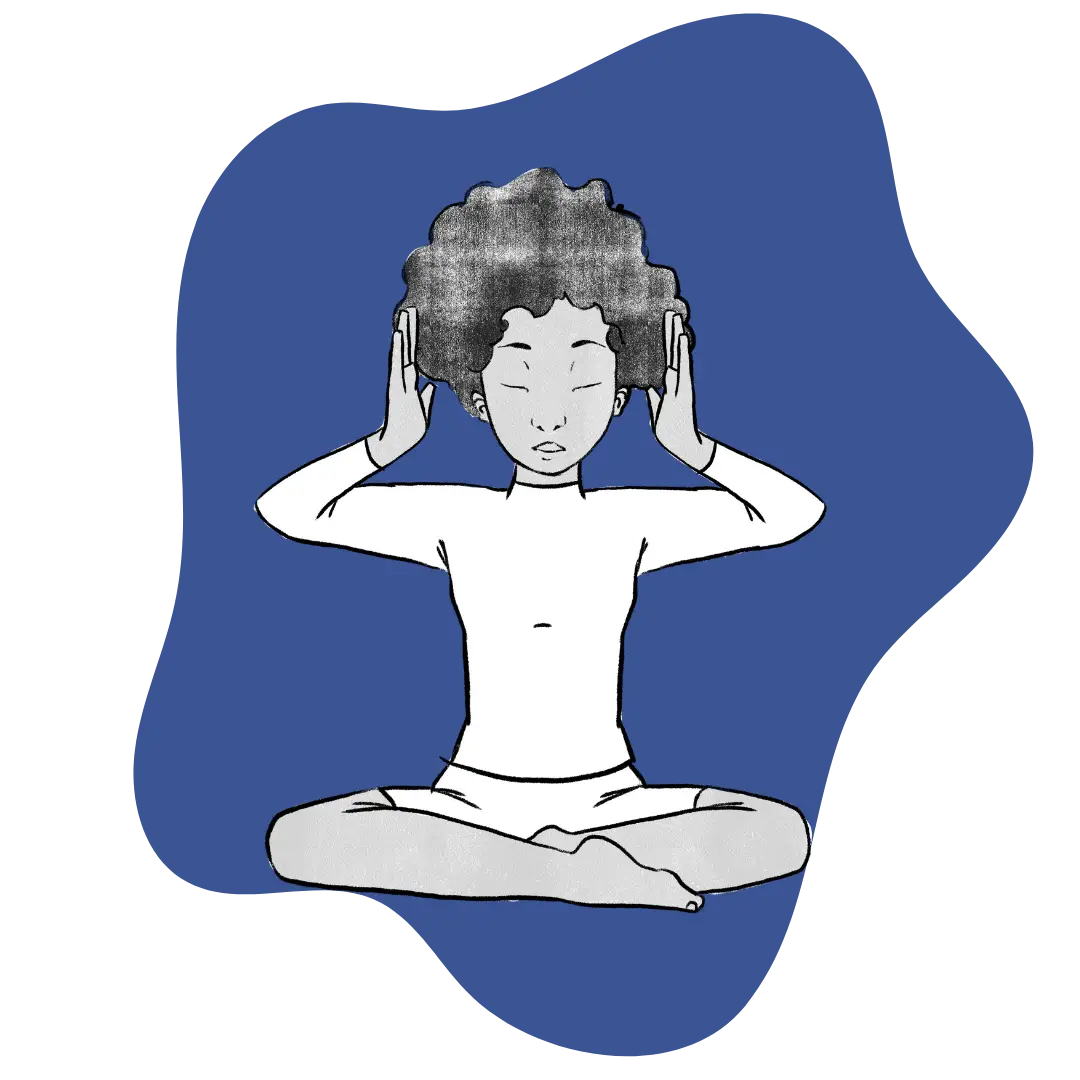 Illustration of Elaine sitting in easy pose doing the Relationship of Self and Soul Featured Image