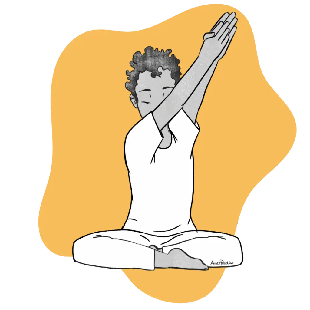 Illustration of Jerry sitting in easy pose doing the Revitalizing the Heart Area Featured Image