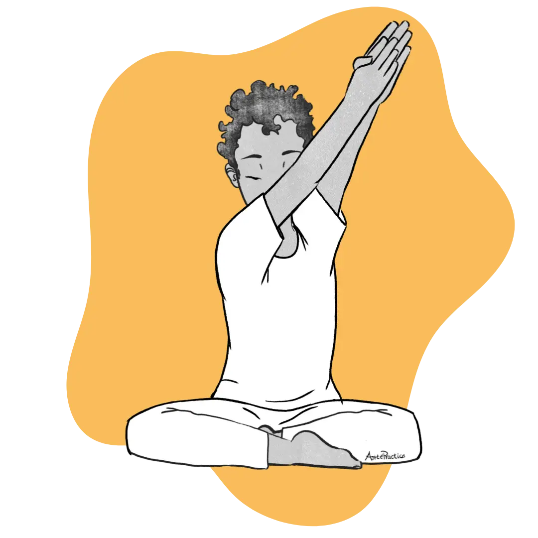 Illustration of Jerry sitting in easy pose doing the Revitalizing the Heart Area Featured Image