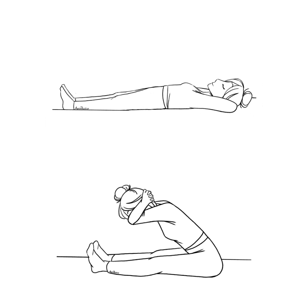 Illustration of Helen laying down on back with an interlaced hands behind back