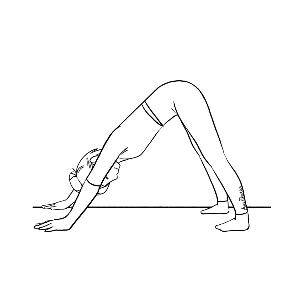 Illustration of Helen doing Triangle Pose