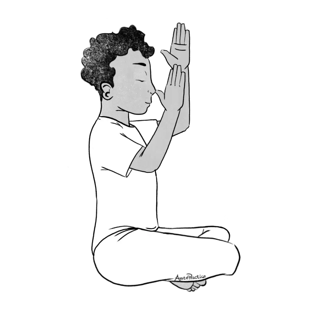 Illustration of Jerry sitting in easy pose doing weird mudra