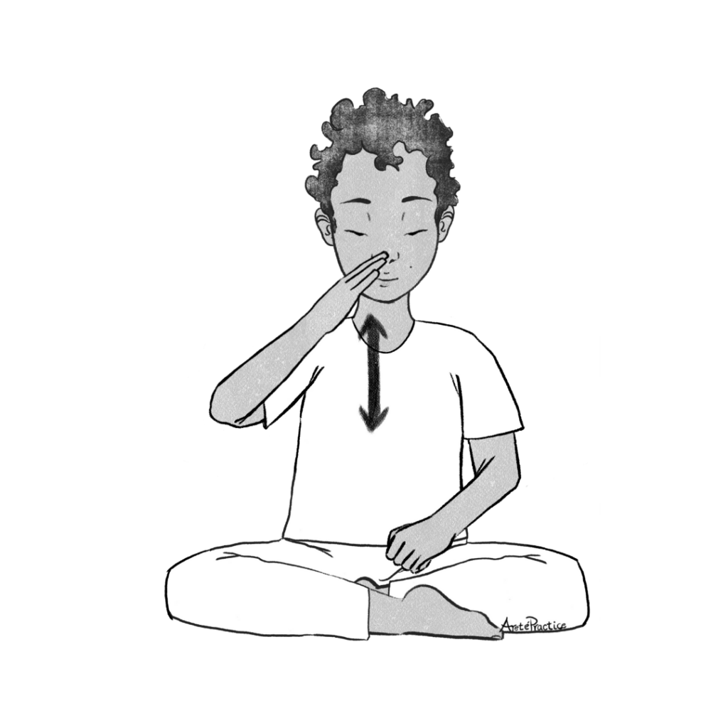 Ilustração de Jerry sentado em posição relaxada, com a mão direita apontando para baixo em movimento e a mão esquerda fechada em punho no colo.