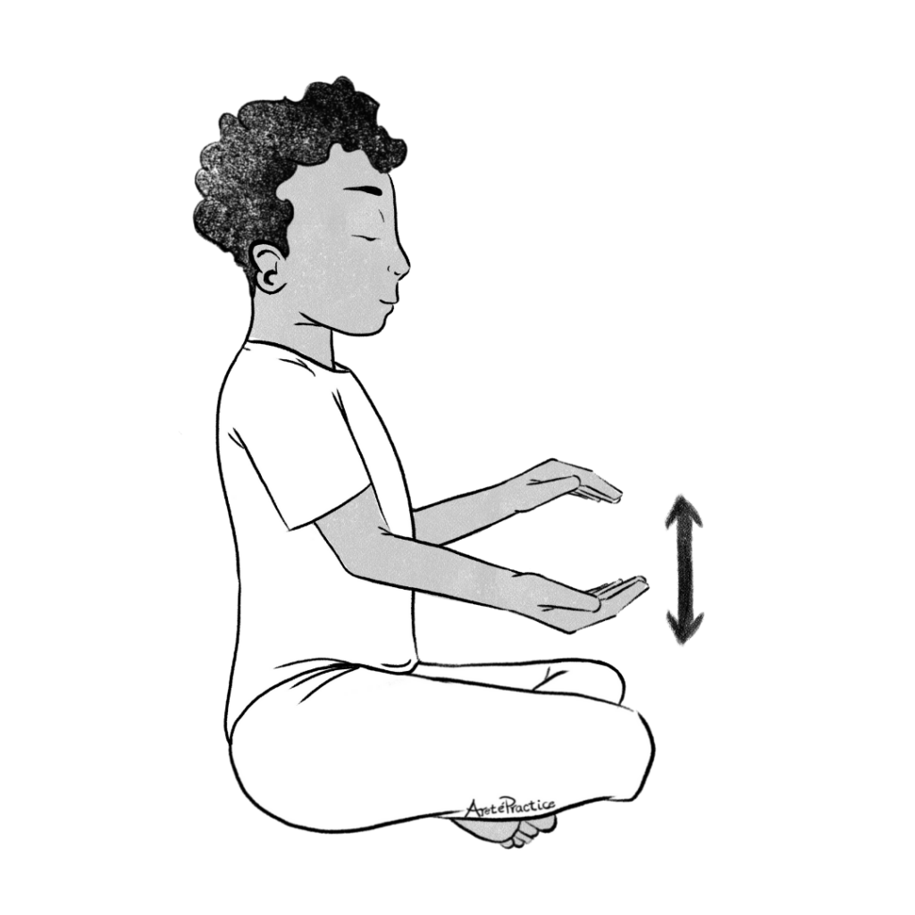 Ilustração de Jerry sentado em posição relaxada, com a mão direita voltada para cima e a mão esquerda voltada para baixo em movimento.