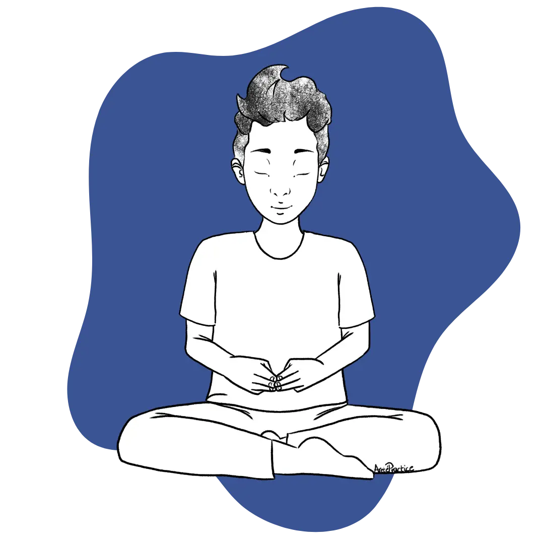 Ilustración de George sentado en pose fácil haciendo el Síndrome de Prevención de la Megainformación Imagen destacada