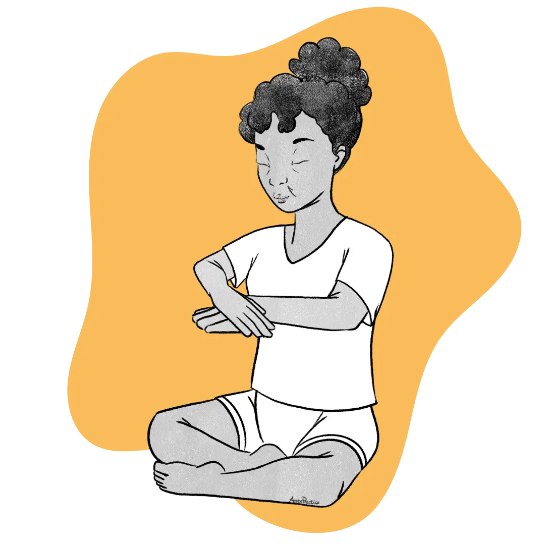 Illustration of Estelle sitting in easy pose doing the Become a Self-Sensory Human Featured Image