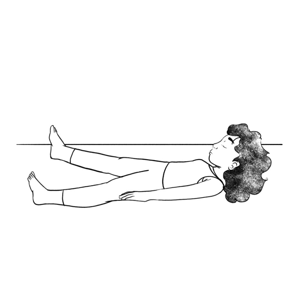 Ilustración de Susan tumbada con las piernas abiertas y la cabeza levantada del suelo.